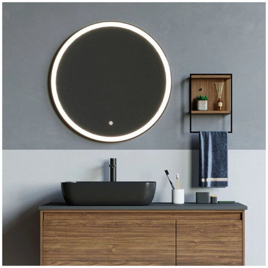 Fluminia Black-Boy Oglinda LED Ø60 cm, rama neagra