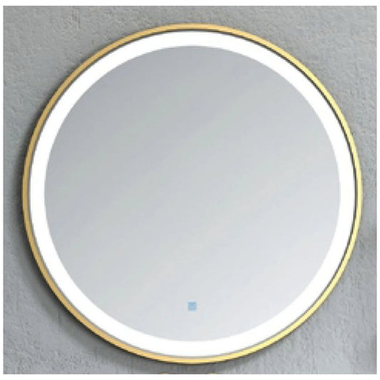 Fluminia Gold-Lady Oglinda cu iluminare LED si dezaburire Ø90 cm, rama aurie