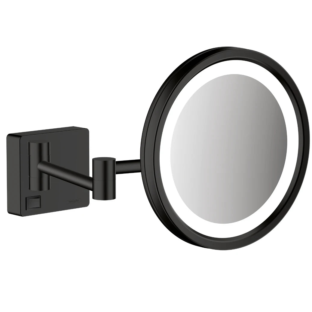 Hansgrohe AddStoris Oglinda cosmetica cu LED, Ø21 cm, negru mat