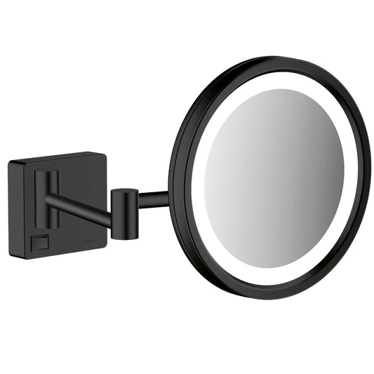 Hansgrohe AddStoris Oglinda cosmetica cu LED, Ø21 cm, negru mat
