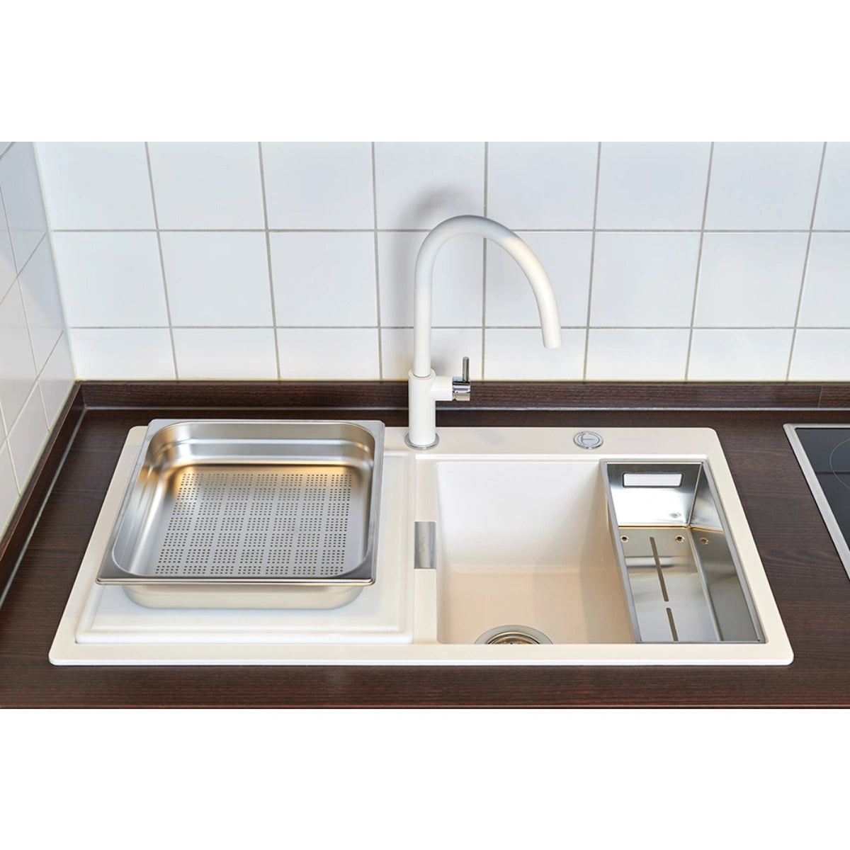 Schock Horizont N-200 Chiuveta bucatarie granit Cristadur 86x50 cm, alb (polaris)