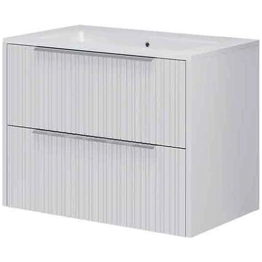 Fluminia Istria Masca lavoar baie suspendata cu 2 sertare 80x46xH50 cm, alb, front riflat, manere inox