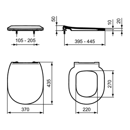 Ideal Standard Connect Thin Capac WC cu soft-close, balamale inox