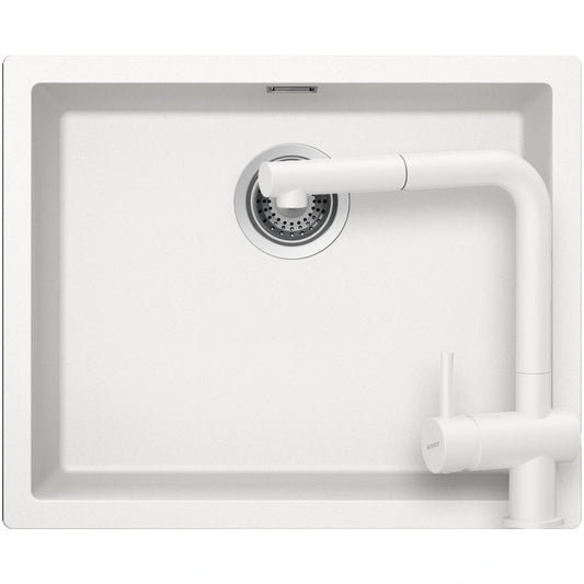 Schock Kaia N-100L Set chiuveta bucatarie granit Cristadur 55x45 cm si baterie Epos Polaris, alb (polaris)