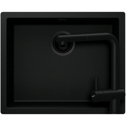 Schock Kaia N-100L Set chiuveta bucatarie granit Cristadur 55x45 cm si baterie Epos Puro, negru (puro)