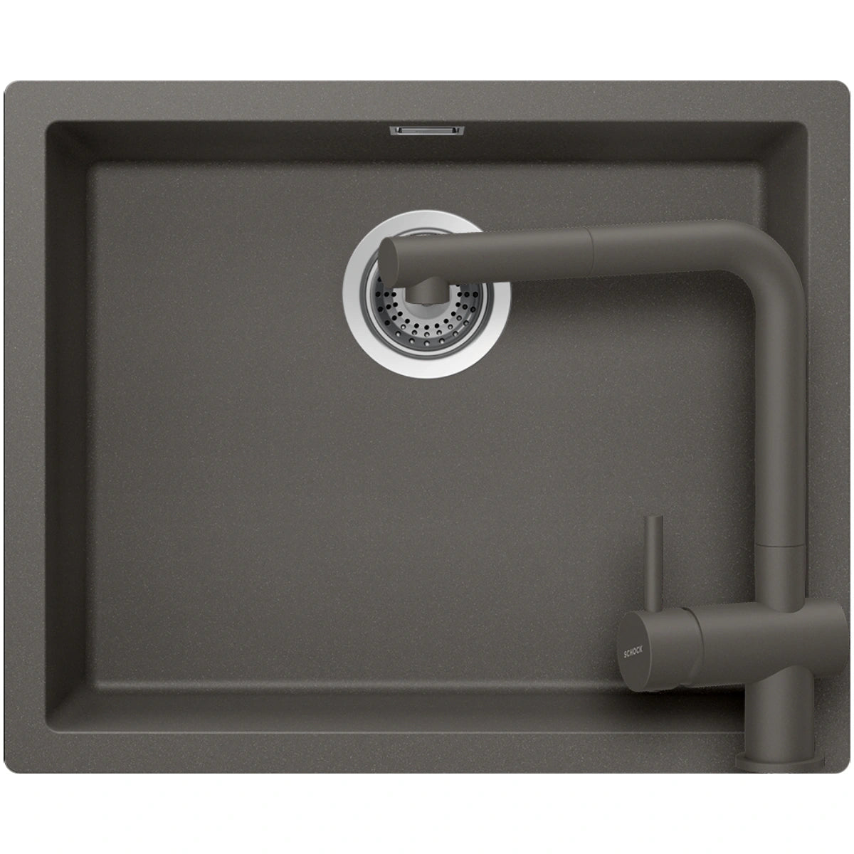 Schock Kaia N-100L Set chiuveta bucatarie granit Cristadur 55x45 cm si baterie Epos Silverstone, gri (silverstone)
