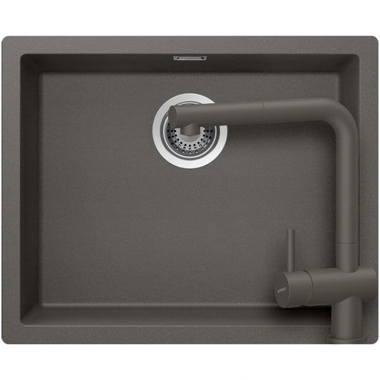 Schock Kaia N-100L Set chiuveta bucatarie granit Cristadur 55x45 cm si baterie Epos Silverstone, gri (silverstone)