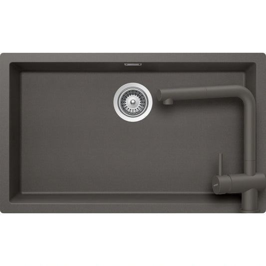 Schock Kaia N-100XL Set chiuveta bucatarie granit Cristadur 75x45 cm si baterie Epos Silverstone, gri (silverstone)