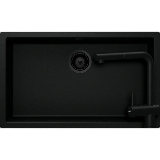 Schock Kaia N-100XL Set chiuveta bucatarie granit Cristadur 75x45 cm si baterie Epos Puro, negru (puro)