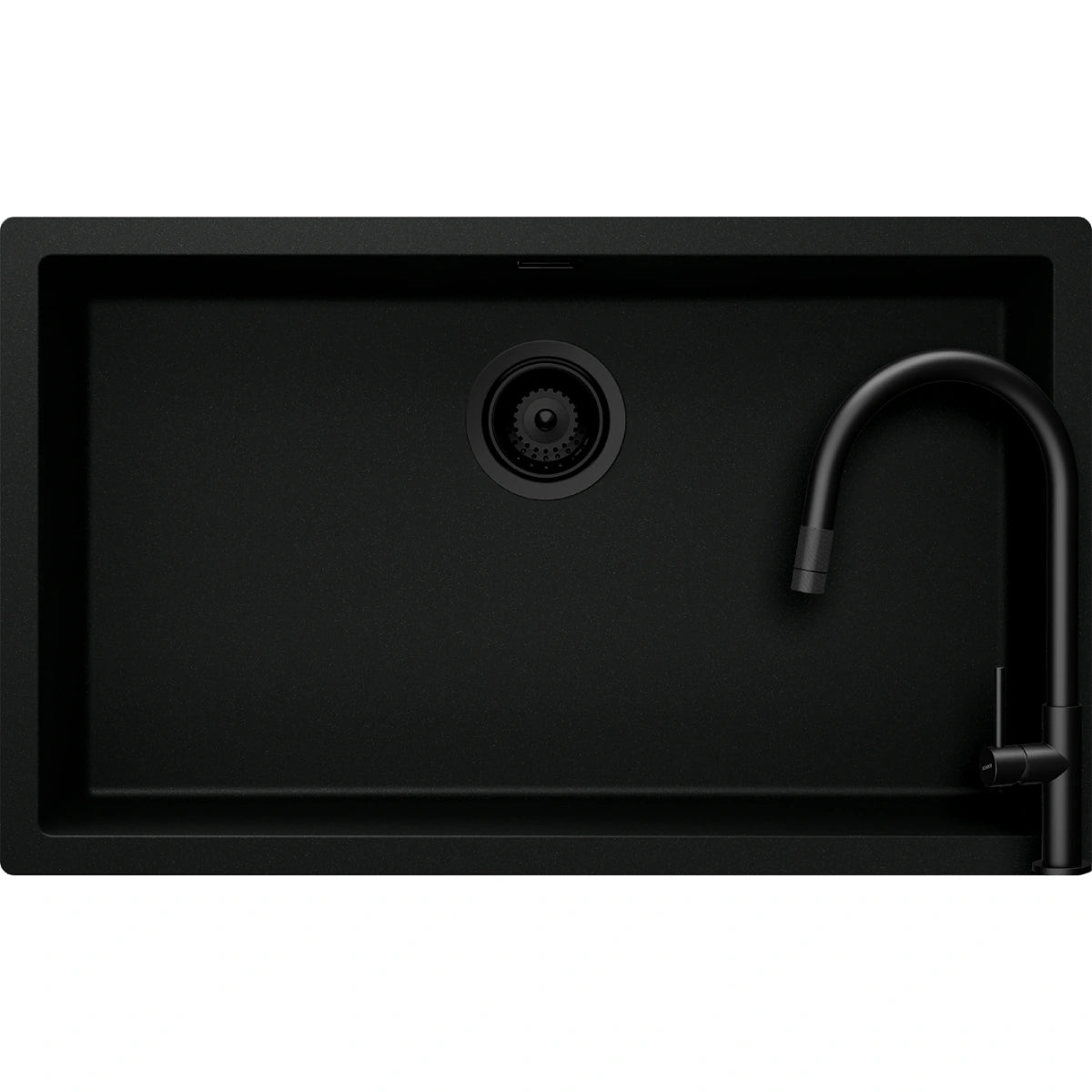 Schock Kaia N-100XL Set chiuveta bucatarie granit Cristadur 75x45 cm si baterie Talia Black, negru (puro)