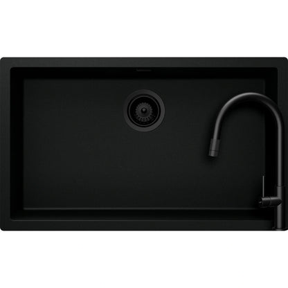 Schock Kaia N-100XL Set chiuveta bucatarie granit Cristadur 75x45 cm si baterie Talia Black, negru (puro)