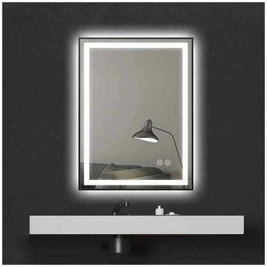 Fluminia Jacopo Oglinda cu iluminare LED si dezaburire 60xH80 cm, rama neagra mata