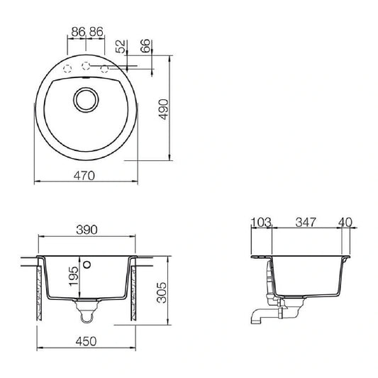 Schock Manhattan R-100 Chiuveta bucatarie granit Cristalite 47x49 cm, bej (vanilla)