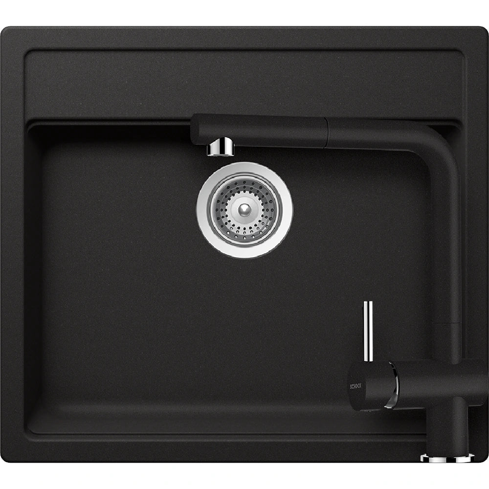 Schock Nemo N-100 Set chiuveta bucatarie granit Cristalite 57x51 cm si baterie Epos Nero, negru (nero)