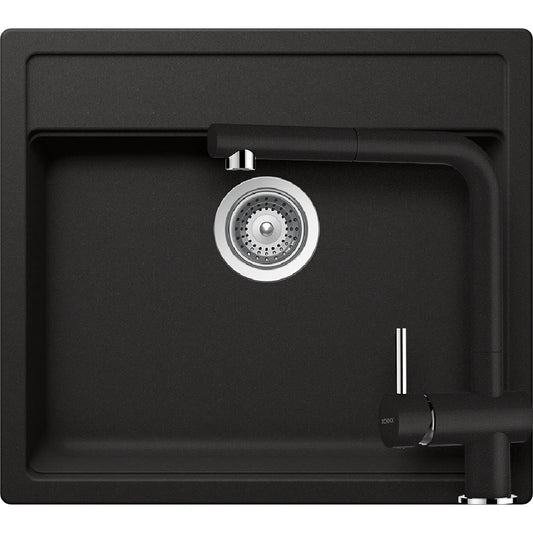 Schock Nemo N-100 Set chiuveta bucatarie granit Cristalite 57x51 cm si baterie Epos Nero, negru (nero)