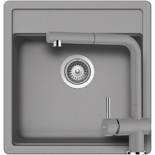 Schock Nemo N-100S Set chiuveta bucatarie granit Cristalite 49x51 cm si baterie Epos Croma, gri (croma)