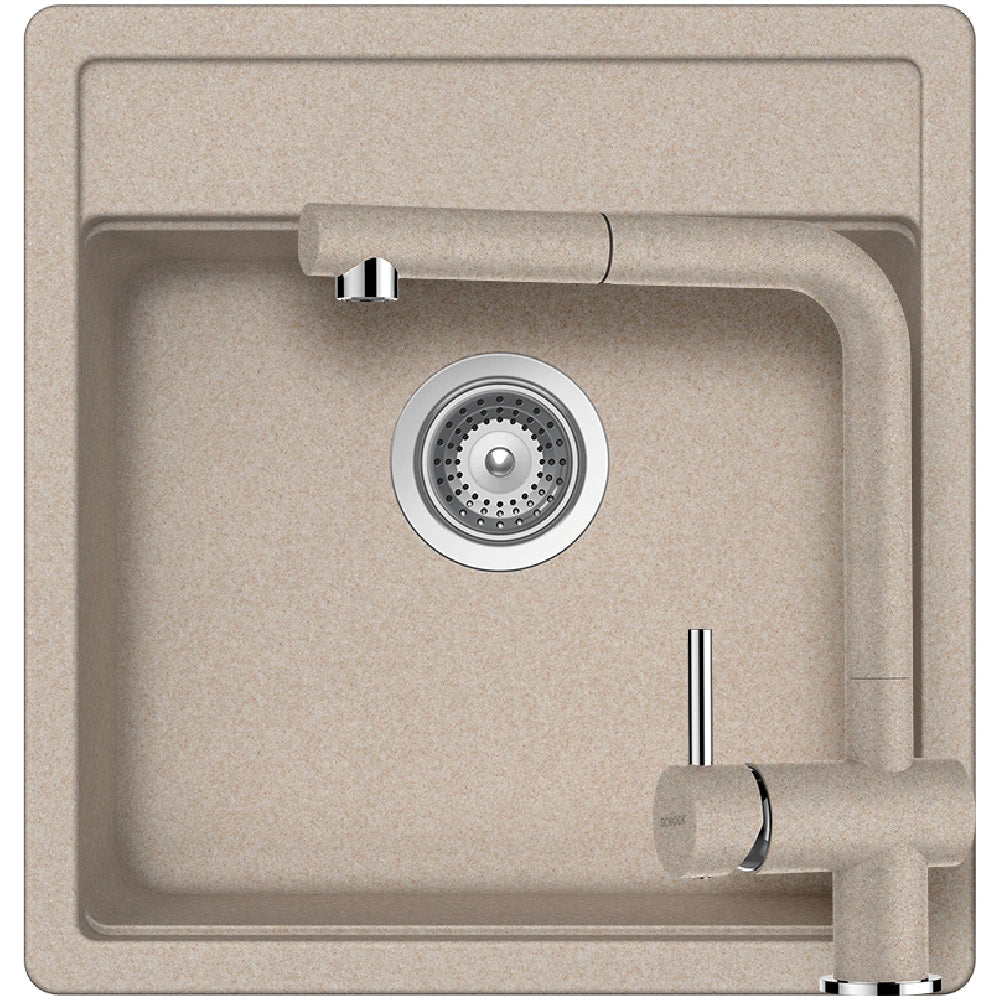 Schock Nemo N-100S Set chiuveta bucatarie granit Cristalite 49x51 cm si baterie Epos Sabbia, nisip (sabbia)