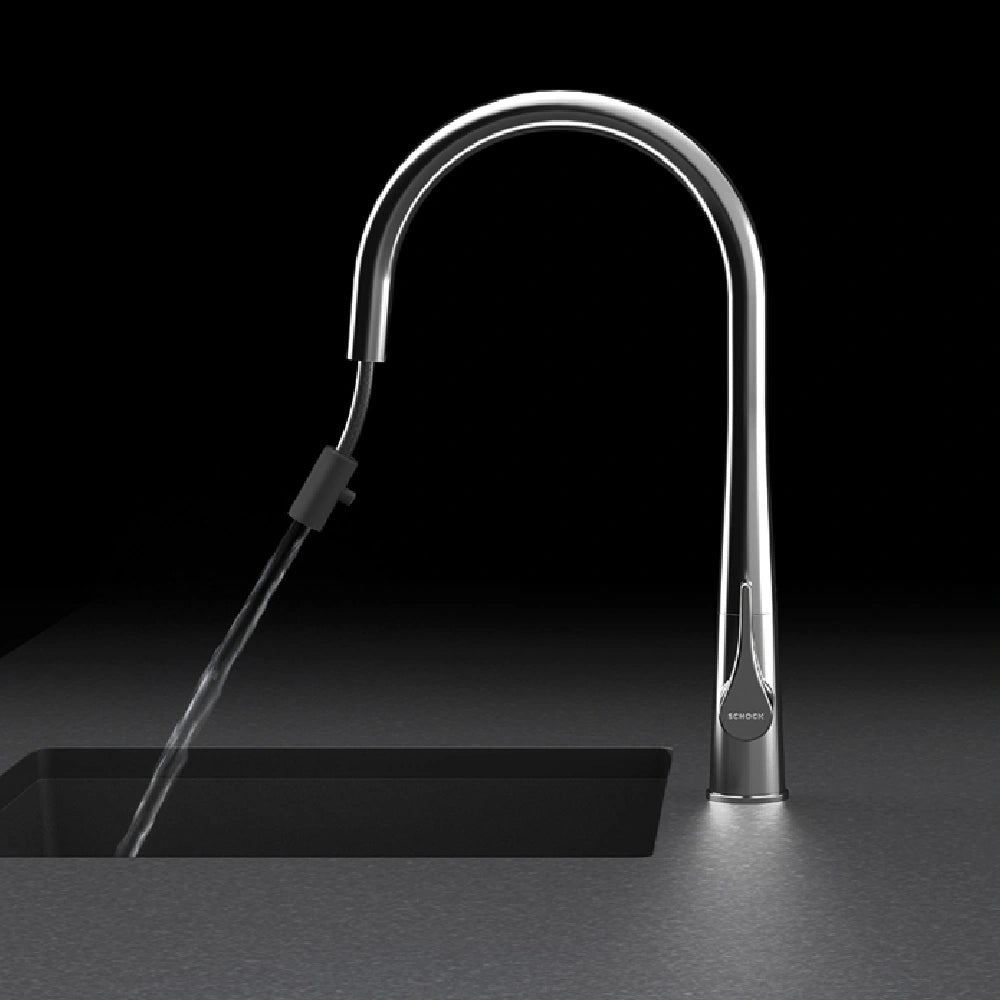 Schock Gota Baterie chiuveta bucatarie inox cu dus extractibil granit Cristadur, negru