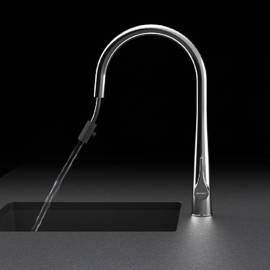 Schock Gota Baterie chiuveta bucatarie inox cu dus extractibil granit Cristadur, negru