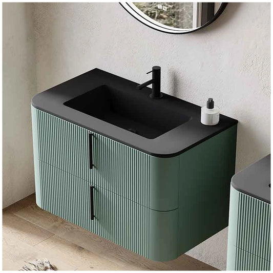 Lavoar baie incastrat Fluminia Pisa 100x46 cm, negru mat - ambient