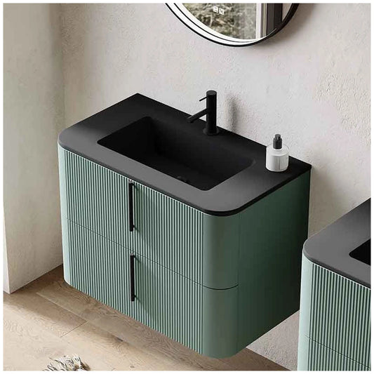 Lavoar baie incastrat Fluminia Pisa 80x46 cm, negru mat - ambient