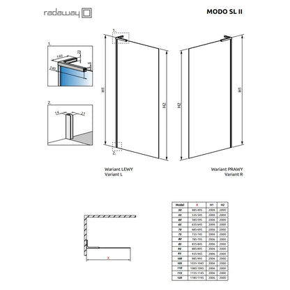 Perete sticla dus Walk In Radaway Modo SL II 90xH200 cm, profil auriu periat