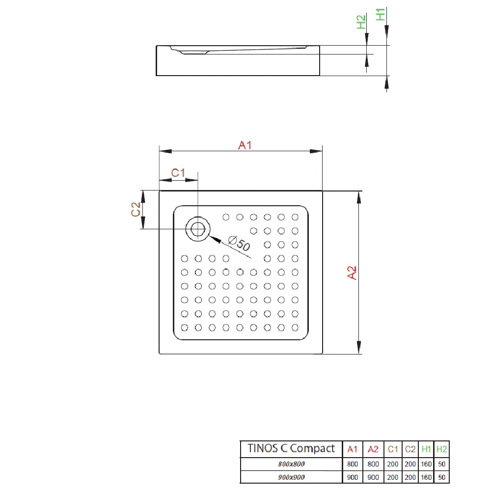 Set promo Cabina dus patrata cu usi glisante Radaway Alienta C900 90x90 cm, cadita si sifon