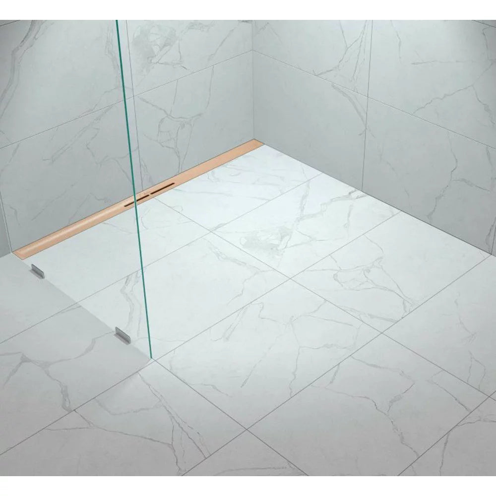 Rigola dus Kessel Linearis Infinity 60 cu clapeta Megastop si sita par, 120 cm, cupru mat