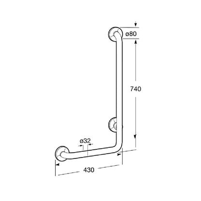 Roca Access Bara de sprijin forma L dreapta 43xH74 cm, alb