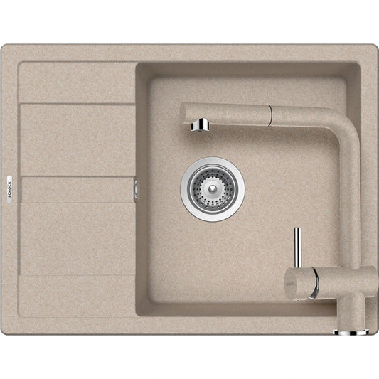 Schock Ronda D-100L Set chiuveta bucatarie granit Cristalite 65x50 cm si baterie Epos Sabbia, nisip (sabbia)