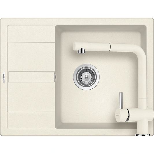 Schock Ronda D-100L Set chiuveta bucatarie granit Cristalite 65x50 cm si baterie Epos Vanilla, bej (vanilla)