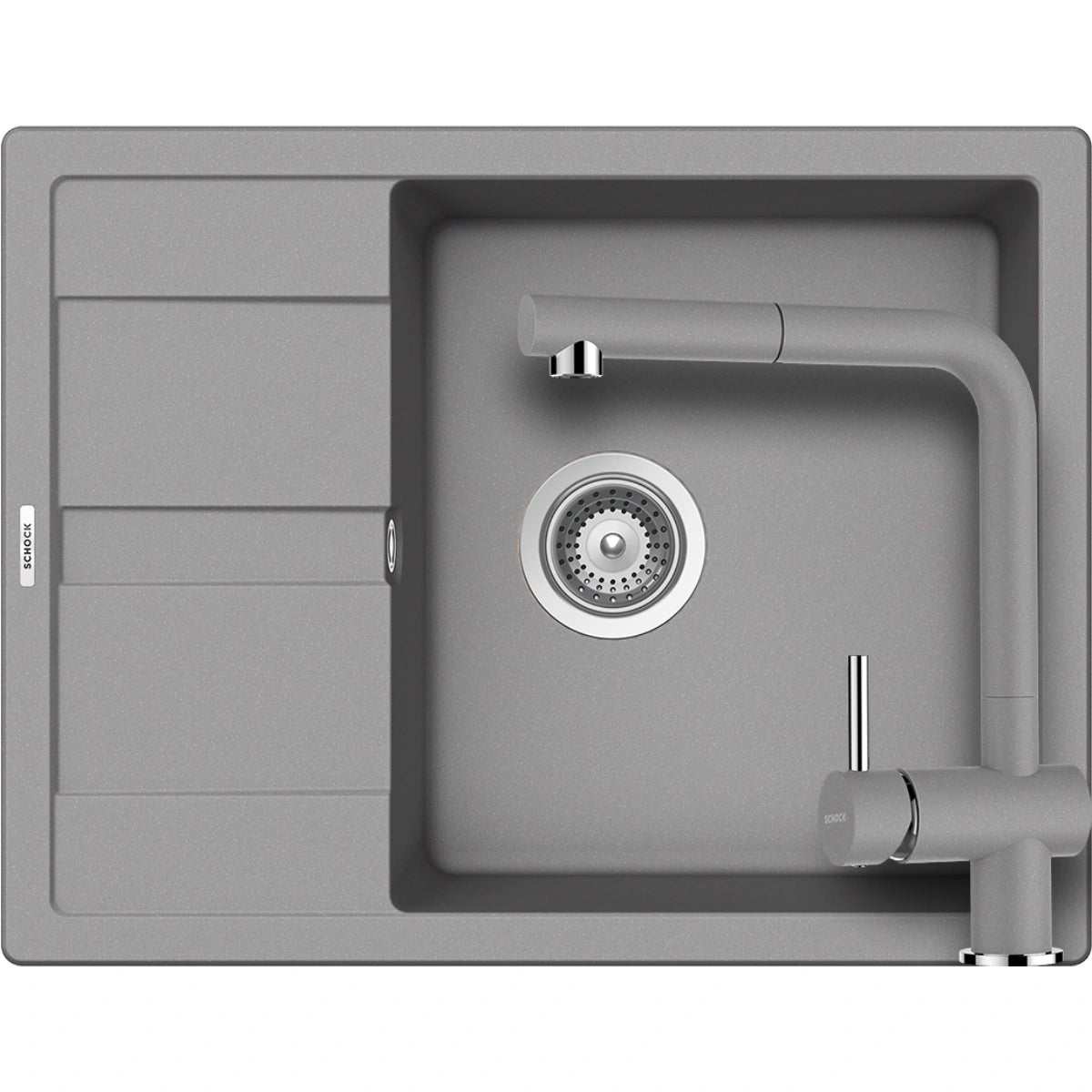 Schock Ronda D-100L Set chiuveta bucatarie granit Cristalite 65x50 cm si baterie Epos Croma, gri (croma)
