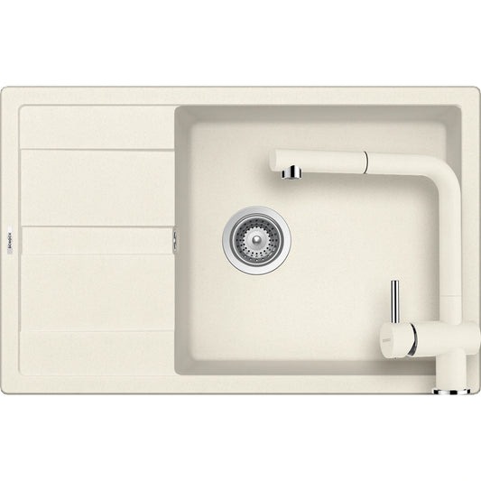 Schock Ronda D-100XL Set chiuveta bucatarie granit Cristalite 78x50 cm si baterie Epos Vanilla, bej (vanilla)