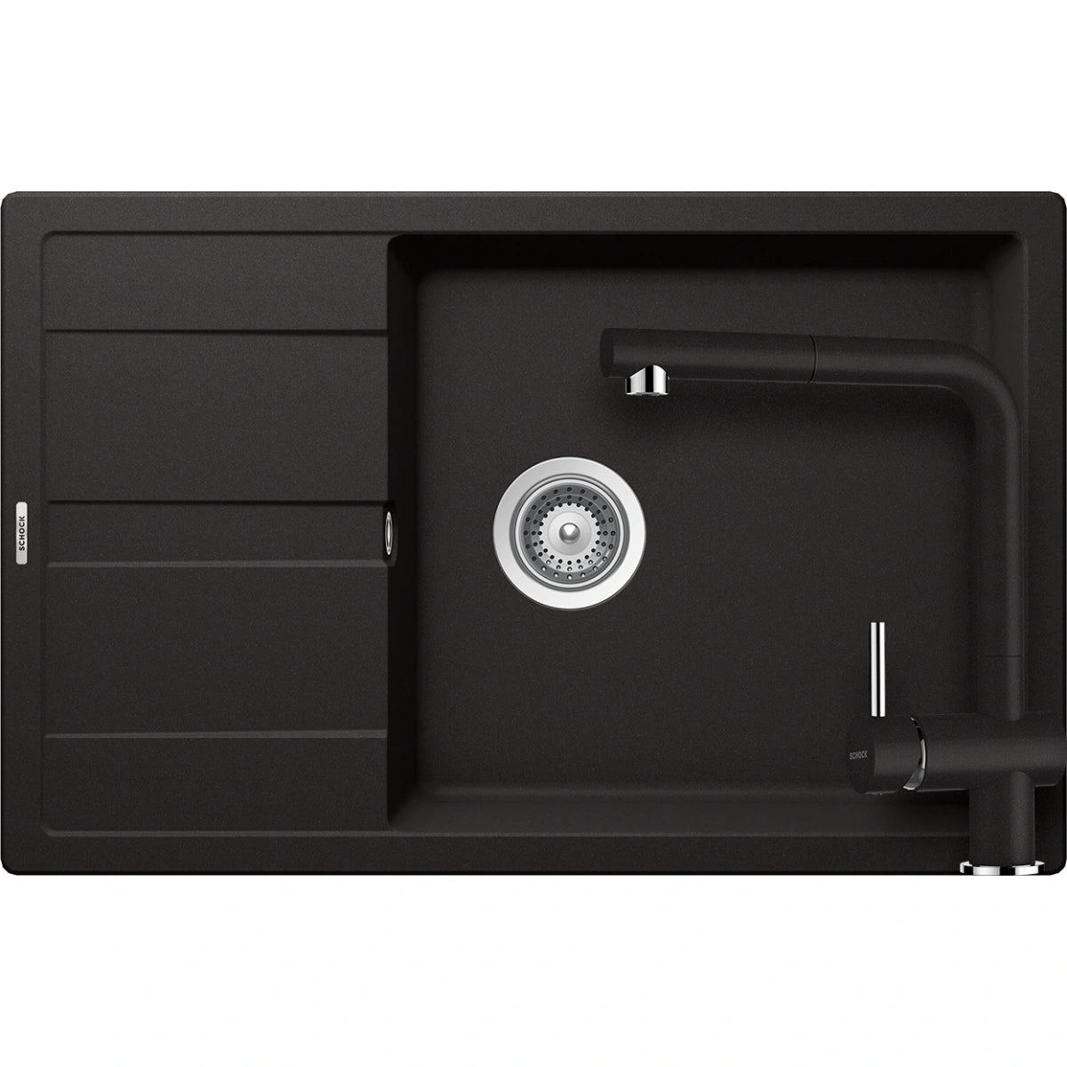 Schock Ronda D-100XL Set chiuveta bucatarie granit Cristalite 78x50 cm si baterie Epos Nero, negru (nero)