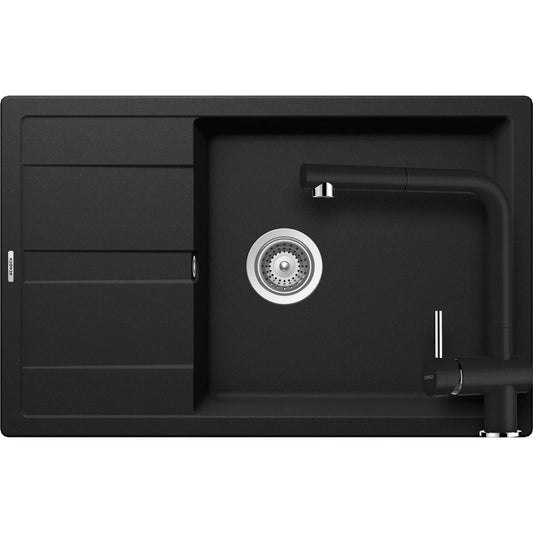 Schock Ronda D-100XL Set chiuveta bucatarie granit Cristalite 78x50 cm si baterie Epos Nero, negru (nero)