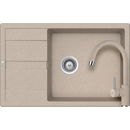 Schock Ronda D-100XL Set chiuveta bucatarie granit Cristalite 78x50 cm si baterie Plutos Sabbia, nisip (sabbia)