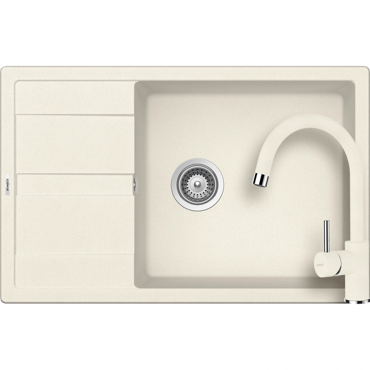 Schock Ronda D-100XL Set chiuveta bucatarie granit Cristalite 78x50 cm si baterie Plutos Vanilla, bej (vanilla)