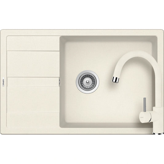 Schock Ronda D-100XL Set chiuveta bucatarie granit Cristalite 78x50 cm si baterie Plutos Vanilla, bej (vanilla)