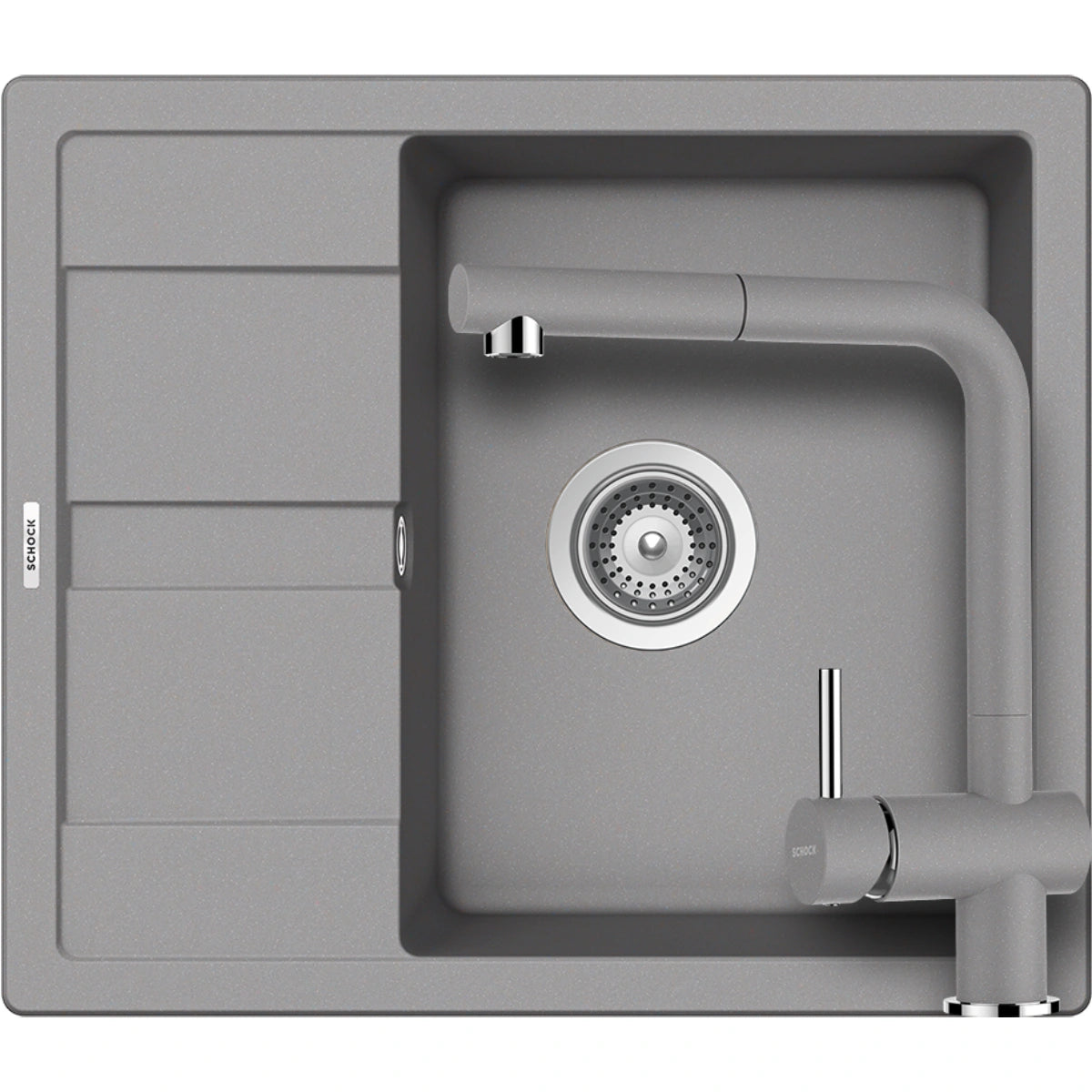 Schock Ronda D-100 Set chiuveta bucatarie granit Cristalite 58x50 cm si baterie Epos Croma, gri (croma)