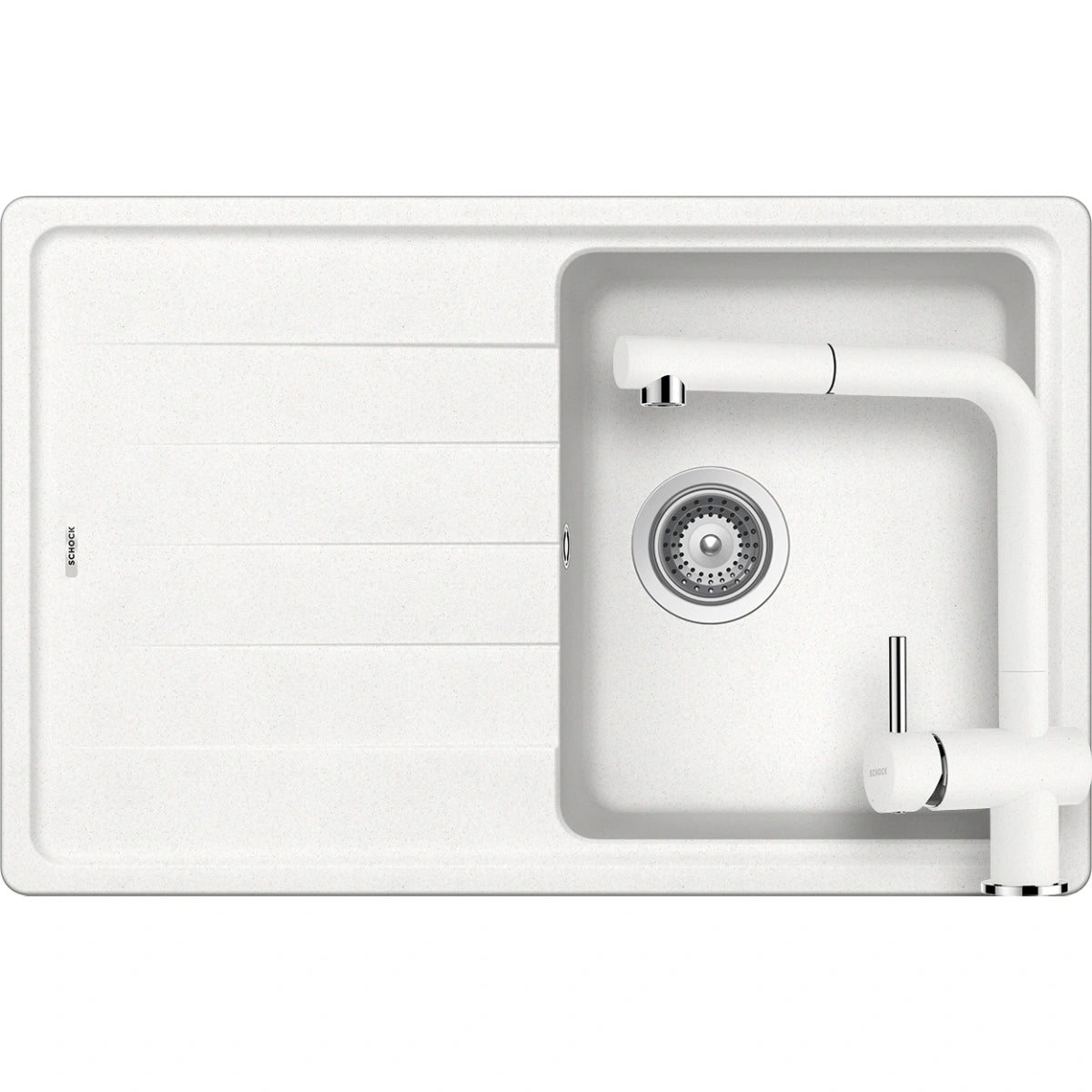Schock Element D-100S Set chiuveta bucatarie granit Cristalite 78x50 cm si baterie Epos Alpina, alb (alpina)
