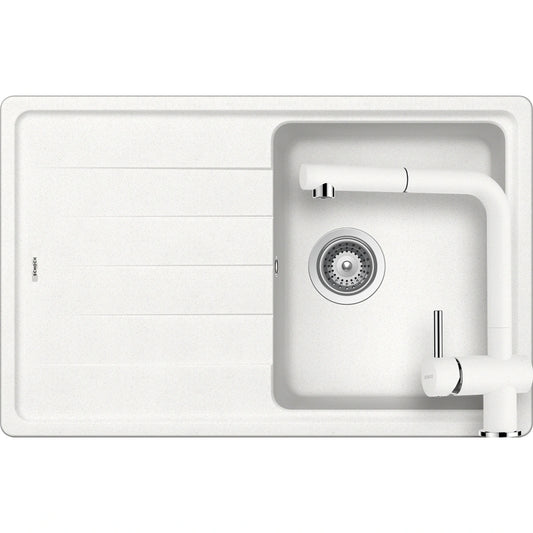 Schock Element D-100S Set chiuveta bucatarie granit Cristalite 78x50 cm si baterie Epos Alpina, alb (alpina)