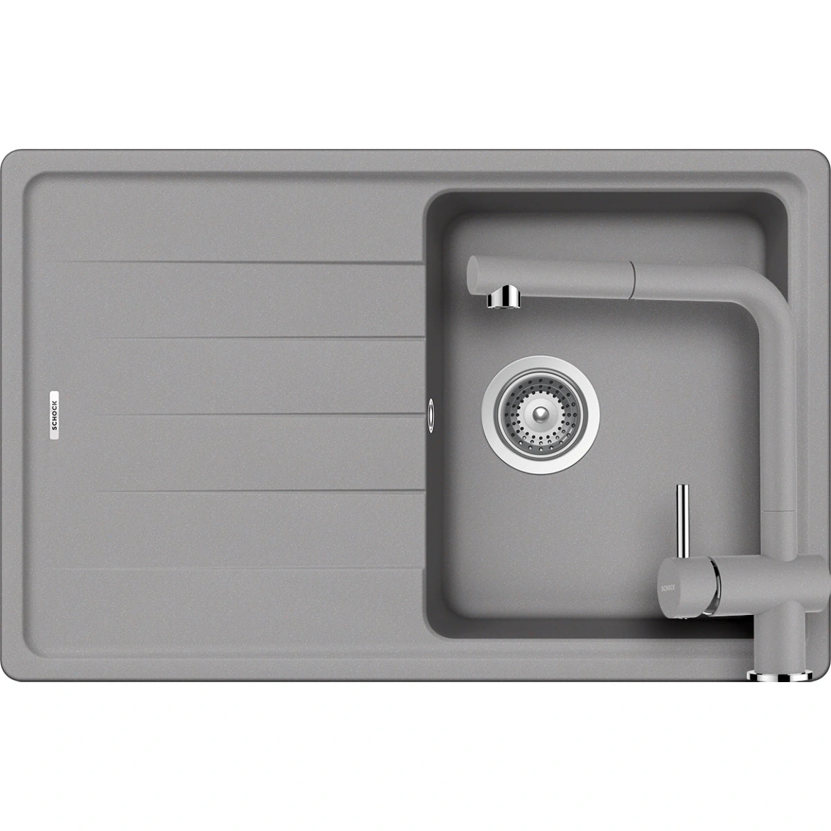 Schock Element D-100S Set chiuveta bucatarie granit Cristalite 78x50 cm si baterie Epos Croma, gri (croma)