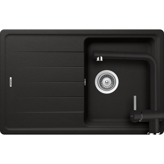 Schock Element D-100S Set chiuveta bucatarie granit Cristalite 78x50 cm si baterie Epos Nero, negru (nero)