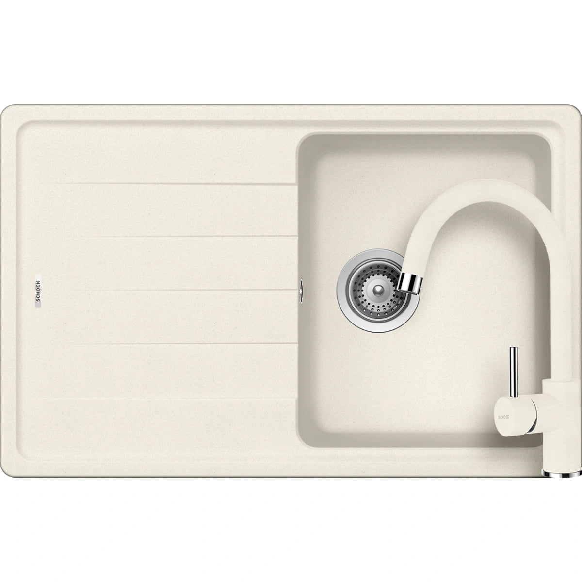 Schock Element D-100S Set chiuveta bucatarie granit Cristalite 78x50 cm si baterie Plutos Vanilla, bej (vanilla)