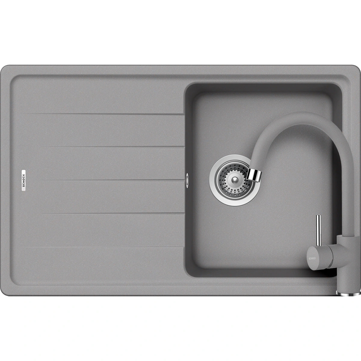 Schock Element D-100S Set chiuveta bucatarie granit Cristalite 78x50 cm si baterie Plutos Croma, gri (croma)