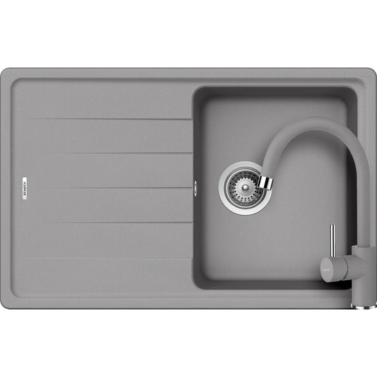 Schock Element D-100S Set chiuveta bucatarie granit Cristalite 78x50 cm si baterie Plutos Croma, gri (croma)