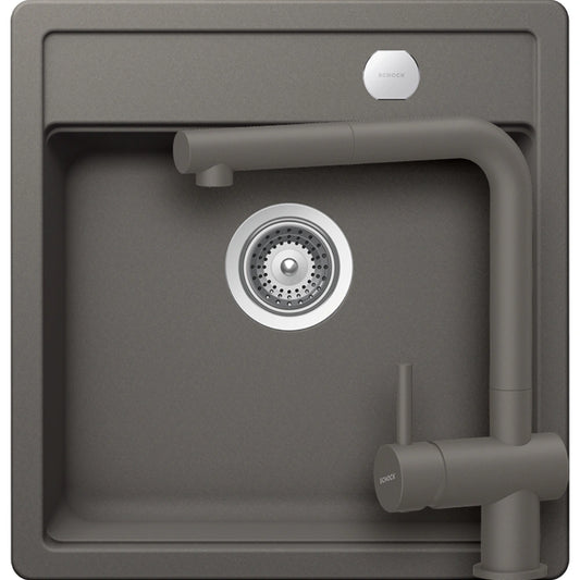 Schock Mono N-100S Set chiuveta bucatarie granit Cristadur 49x51 cm si baterie Epos Silverstone, gri (silverstone)