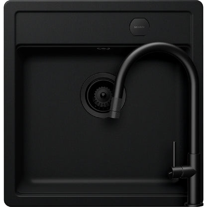 Schock Mono N-100S Set chiuveta bucatarie granit Cristadur 49x51 cm si baterie Talia Black, negru (puro)