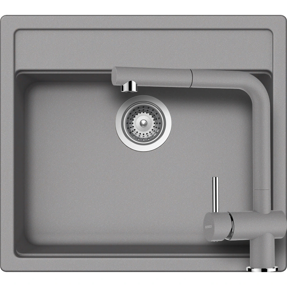 Schock Nemo N-100 Set chiuveta bucatarie granit Cristalite 57x51 cm si baterie Epos Croma, gri (croma)