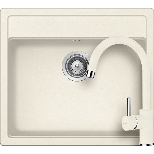 Schock Nemo N-100S Set chiuveta bucatarie granit Cristalite 49x51 cm si baterie Plutos Vanilla, bej (vanilla)